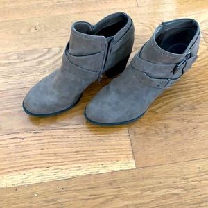 Heeled tan booties. 8.5.